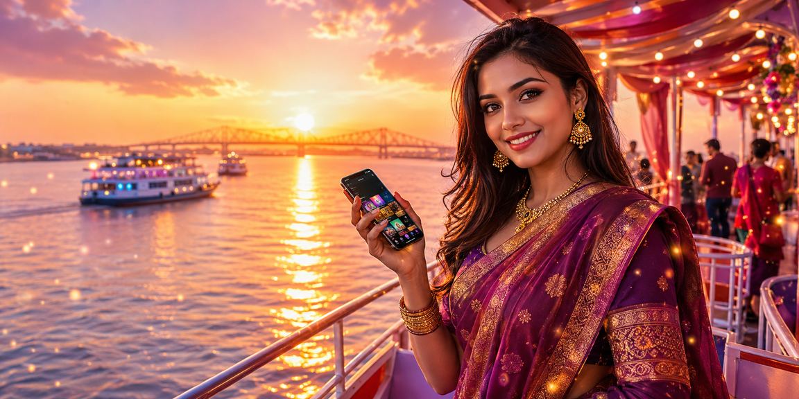 রাজশাহীতে শাড়ি পরিহিতা নারী মোবাইলে ক্যাসিনো ভাউচার ব্যবহার